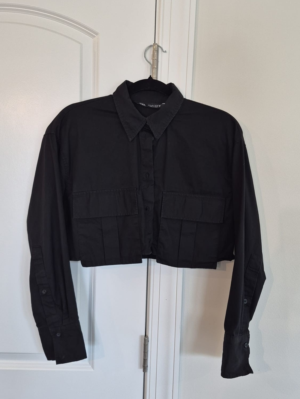 Zara Black Cropped Utility Shirt